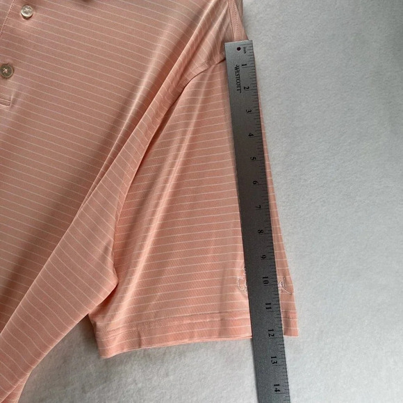 FootJoy Shirt Men Sz XL Golf Polo Stripe Short Sleeve Stretch Performance Orange - Picture 11 of 11
